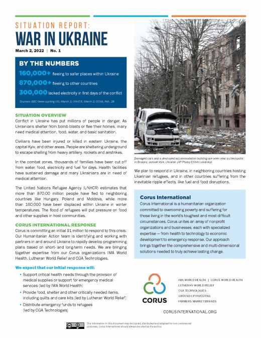 Situation Report No. 1: War in Ukraine  